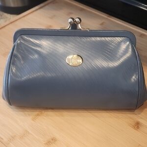 Chic Blue Leather Clutch